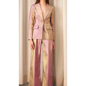 Amanda Uprichard Purple Haze Metallic Aldridge Blazer & Lucette Pants Suit